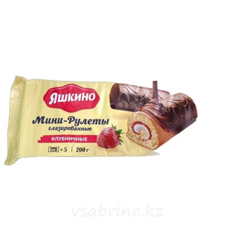 Яшкино Мини Рулет глазир. клубника 200гр