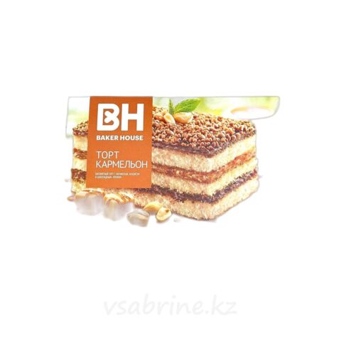 Торт baker house кармельон с карамелью арахисом и шоколадным кремом 350г тв/уп