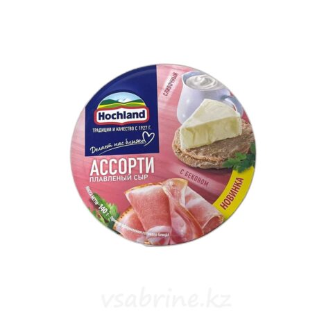Сыр плавленый Hochland Ассорти сливочный с беконом 140гр