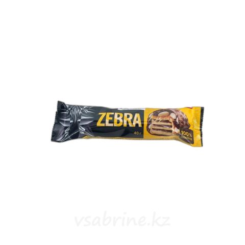 Вафельный батончик Zebra с мягкой карамелью,арахисом,изюмом 40гр