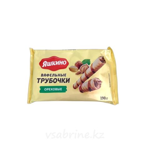 Вафли-трубочки Яшкино ореховые, с шоколадно-ореховой начинкой, 190г