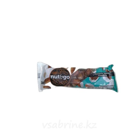 Шоколадный батончик Nut&Go со вкусом миндаль,кокос,карамель 36 гр
