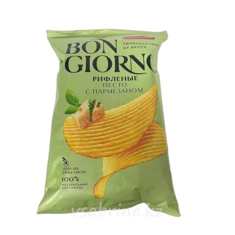 Чипсы рифленые Bon Giorno песто с пармезаном 80гр