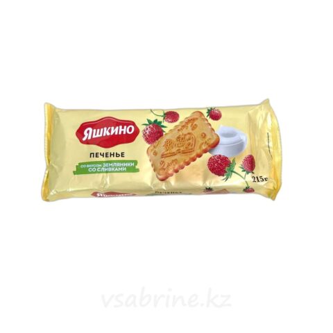 Яшкино печенье со вкусом земляники со сливками 215 гр
