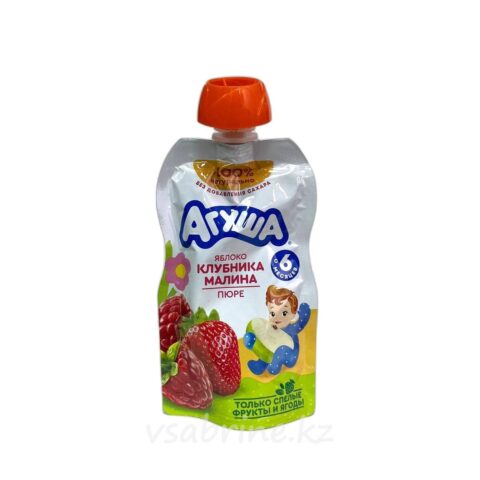 Пюре Агуша Фруктовое Яблоко-Клубника и Малина 90г