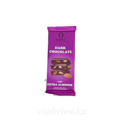Шоколад O’zera Dark&Extra almond горький с цельным миндалем 90г м/у