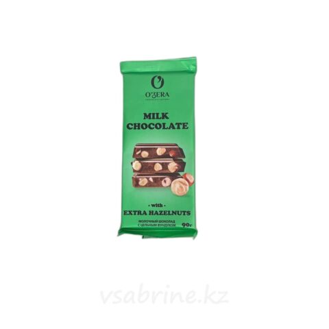 Шоколад O’zera Milk&Extra hazelnut молочный с цельным фундуком 90гр