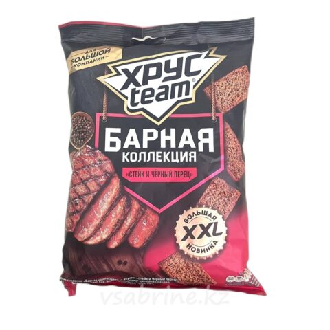 Кириешки Хрусteam барная коллекция со вкусом стейка с черным перцем 140гр