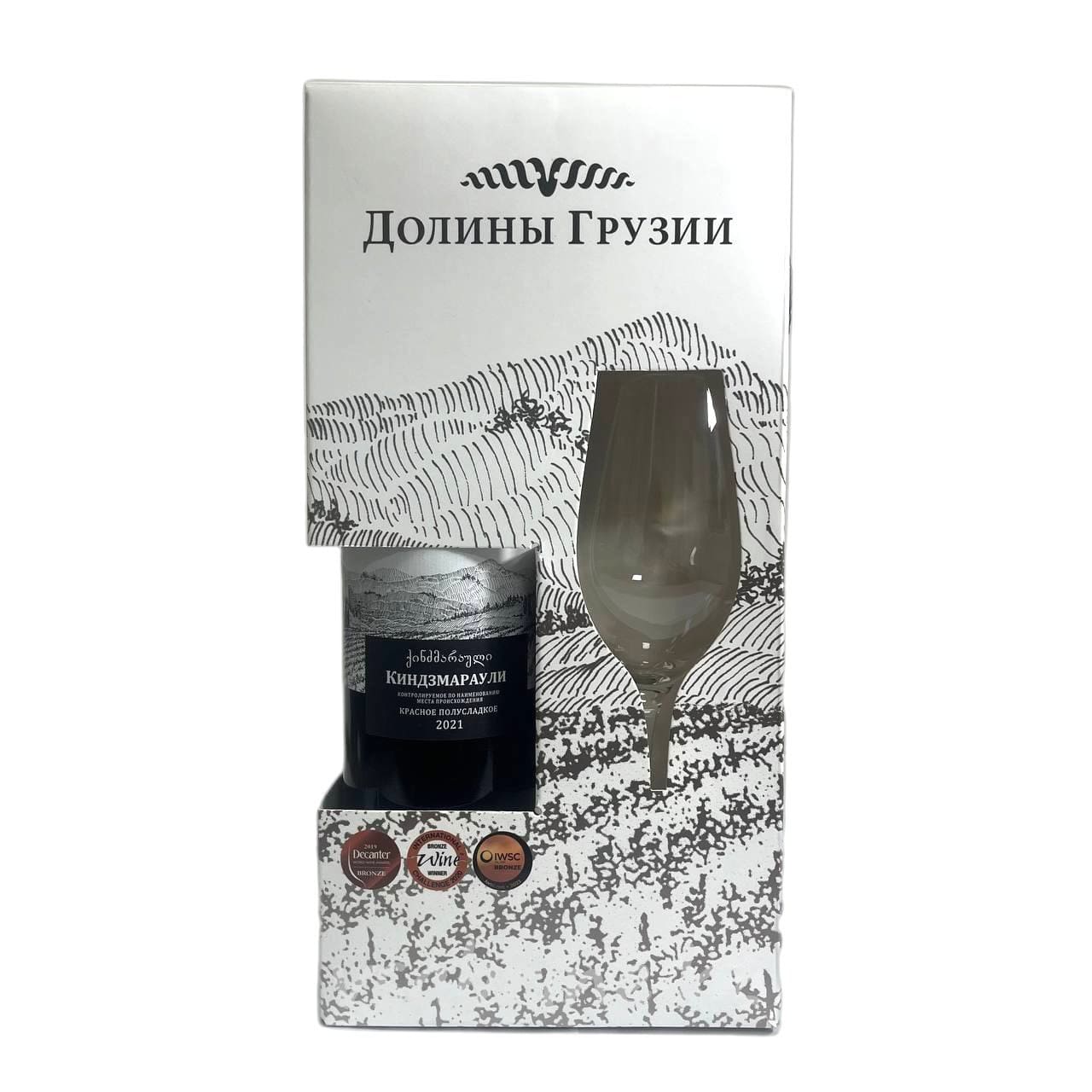 Вино Долины Грузии Киндзмараули красное полусладкое 0.75л 11.5% + 1 бокал
