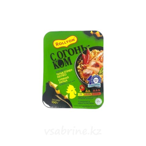 Лапша быстрого приготовления Роллтон с курицей с соусом острый чили в тарелке 100г