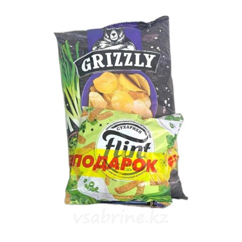Чипсы Grizzly зеленый лук 150гр + Кириешки Flint сметана с зеленью 60гр АКЦИЯ
