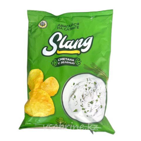 Чипсы Slang сметана с зеленью 107гр