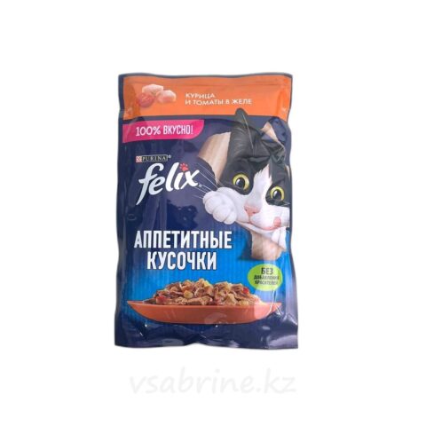 Корм Влажный для Кошек Felix с Курицей и Томатами в Желе 75г
