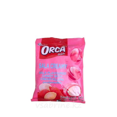 Конфеты карамельные Boonprasert Orca со вкусом змеиного фрукта и сливочной начинкой, 140гр